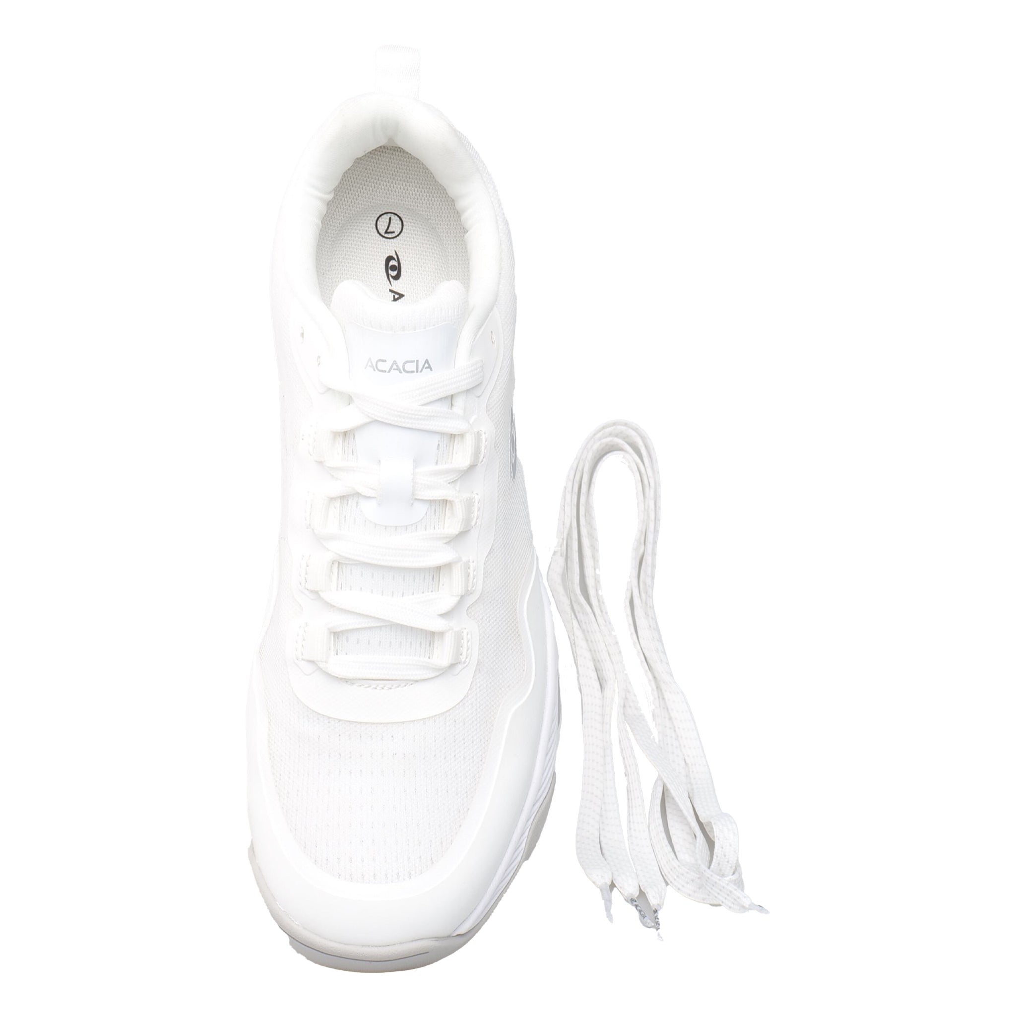 Top view of Acacia ClearShot Quicksilver Pickleball Shoe with breathable mesh upper and laces