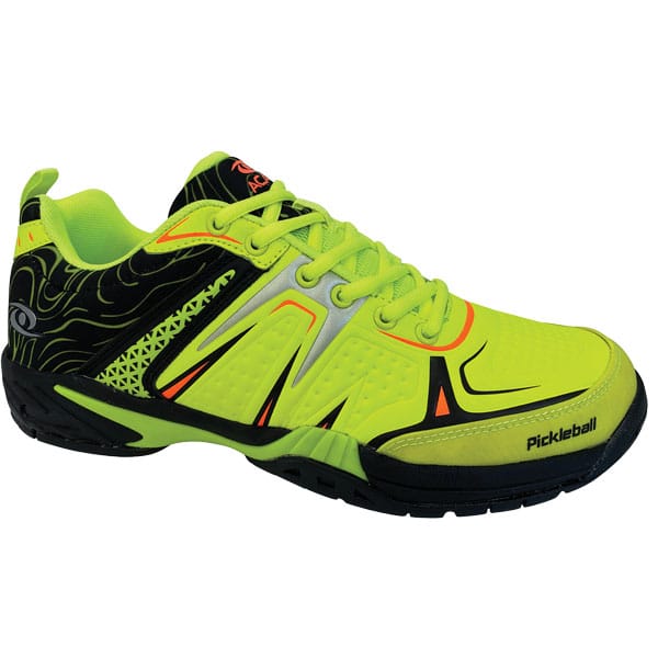 Front view of Acacia DinkShot II Lime Unisex Pickleball Shoe with Kevlar grip and reinforced toe