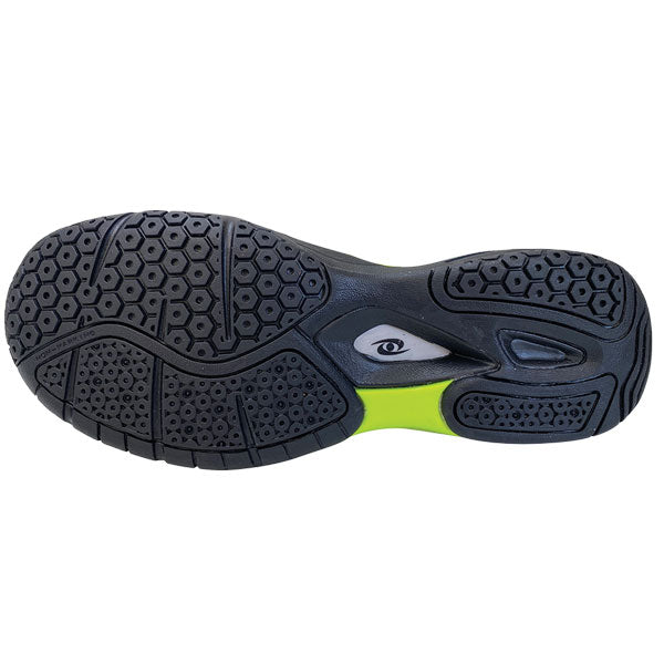 Bottom view of Acacia DinkShot II Lime Shoe with durable Kevlar outsole for court grip