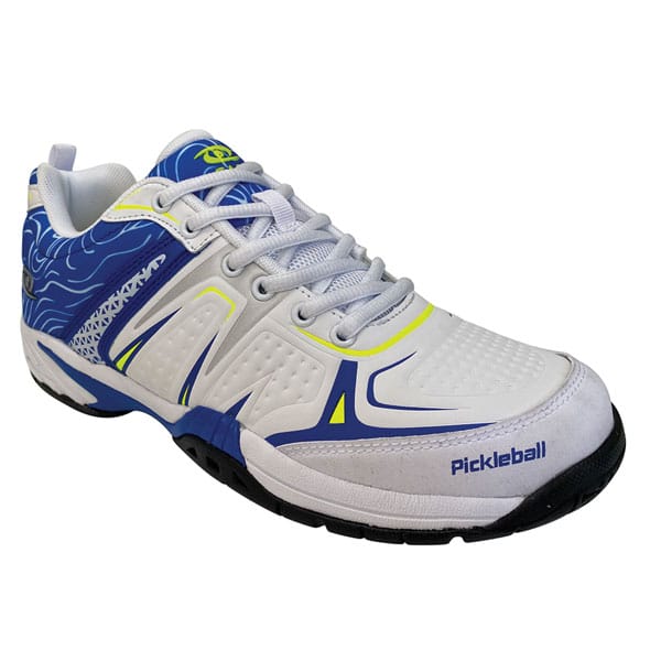 Front view of Acacia DinkShot II White Unisex Pickleball Shoe with Kevlar toe protection and grip