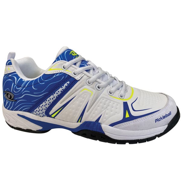 Right Side view of Acacia DinkShot II White Unisex Pickleball Shoe with Kevlar toe protection and grip