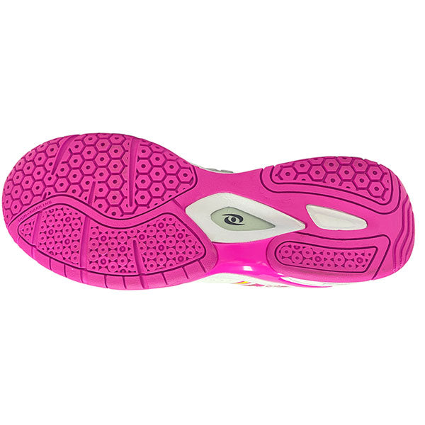 Bottom view of Acacia DinkShot II Pink Shoe with strong Kevlar outsole grip and traction