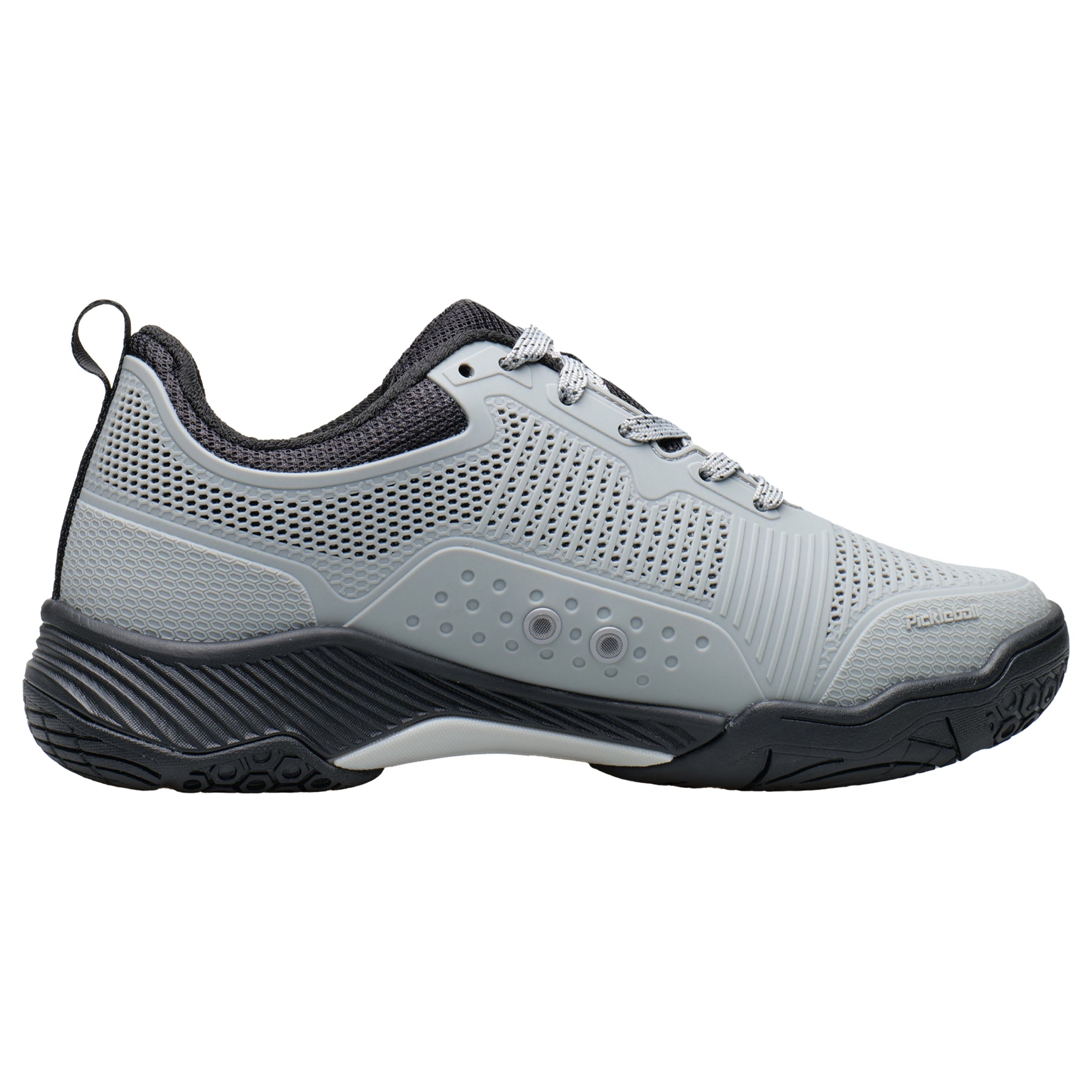 Right Side view of Acacia FreshShot Graphite Unisex Pickleball Shoe with Cloud Gel cushioning