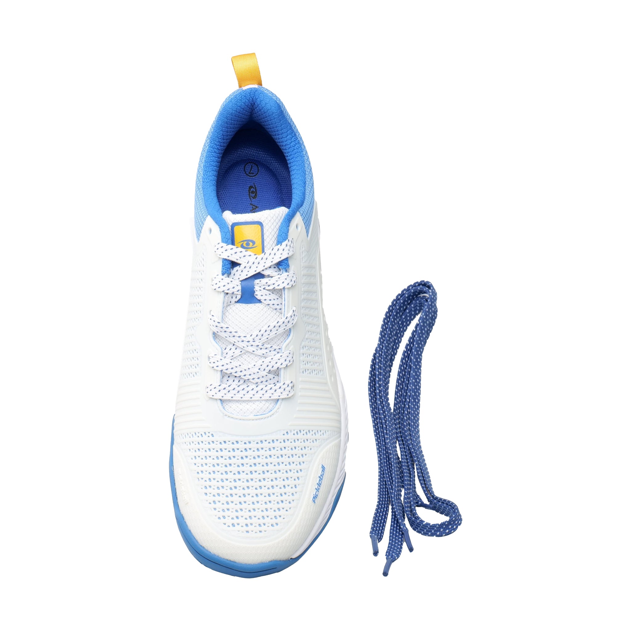 Top view of Acacia FreshShot Santorini Pickleball Shoe with breathable mesh and lace-up closure