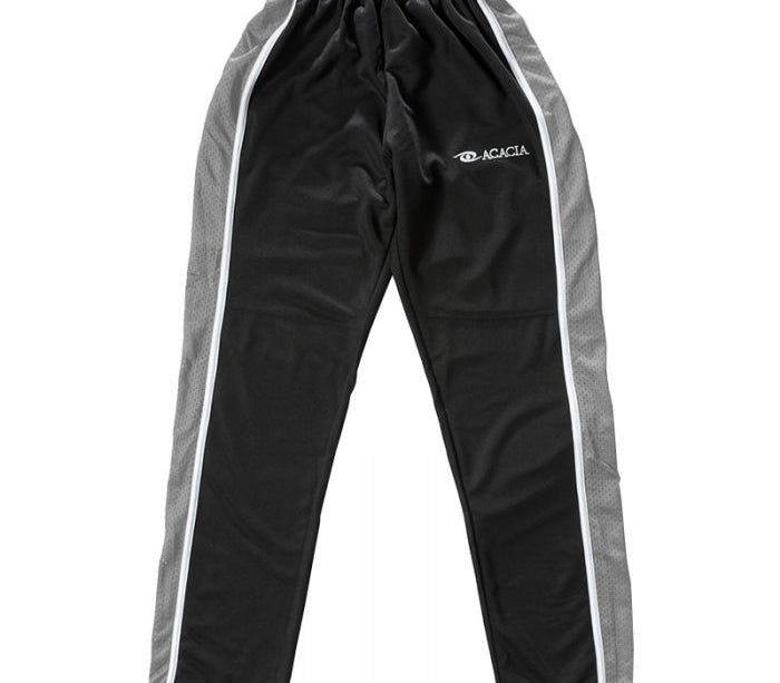 Acacia Broomball Bullet Pants in black with straight-leg athletic fit Black with Grey Stipe