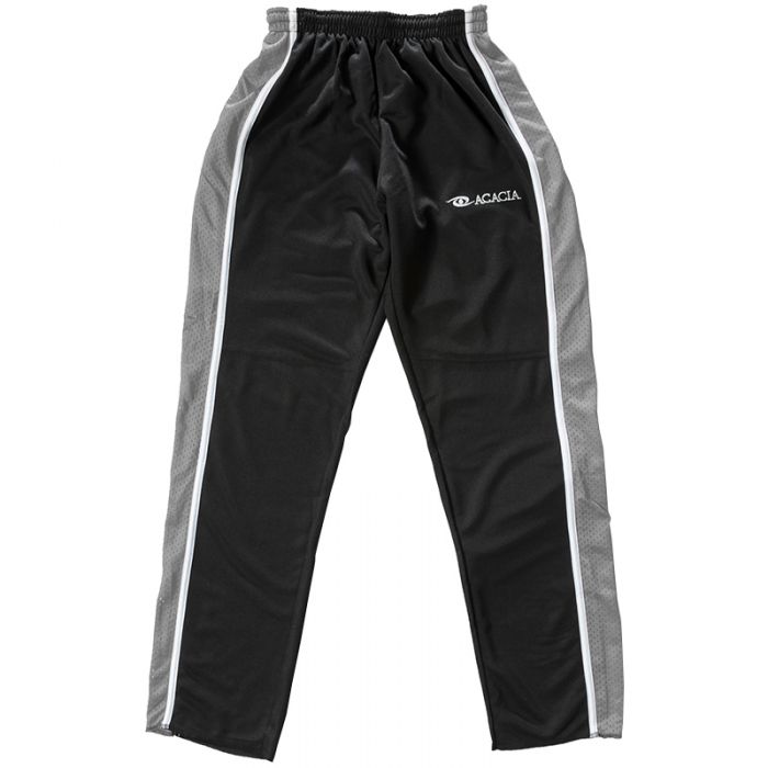 Acacia Broomball Bullet Pants in black with straight-leg athletic fit Black with Grey Stipe