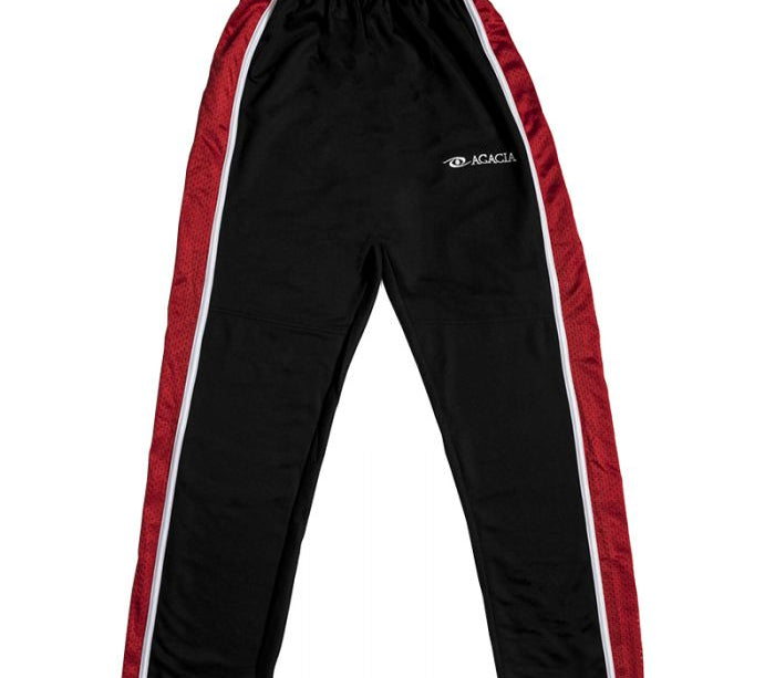 Acacia Broomball Bullet Pants Black with Red Stripe – High-Performance Athletic Pants for Ice & Court Sports