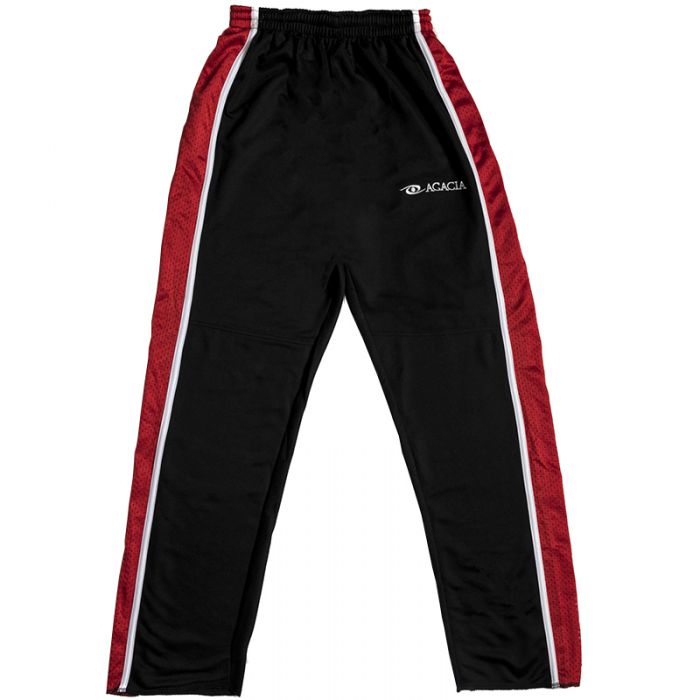 Acacia Broomball Bullet Pants Black with Red Stripe – High-Performance Athletic Pants for Ice & Court Sports