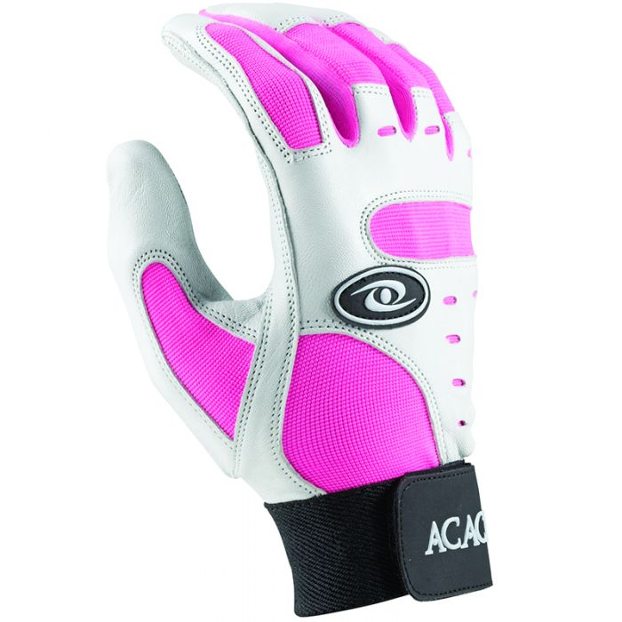 White and Pink HR Curling Gloves Adjustable Velcro wrist straps for a secure and comfortable fit