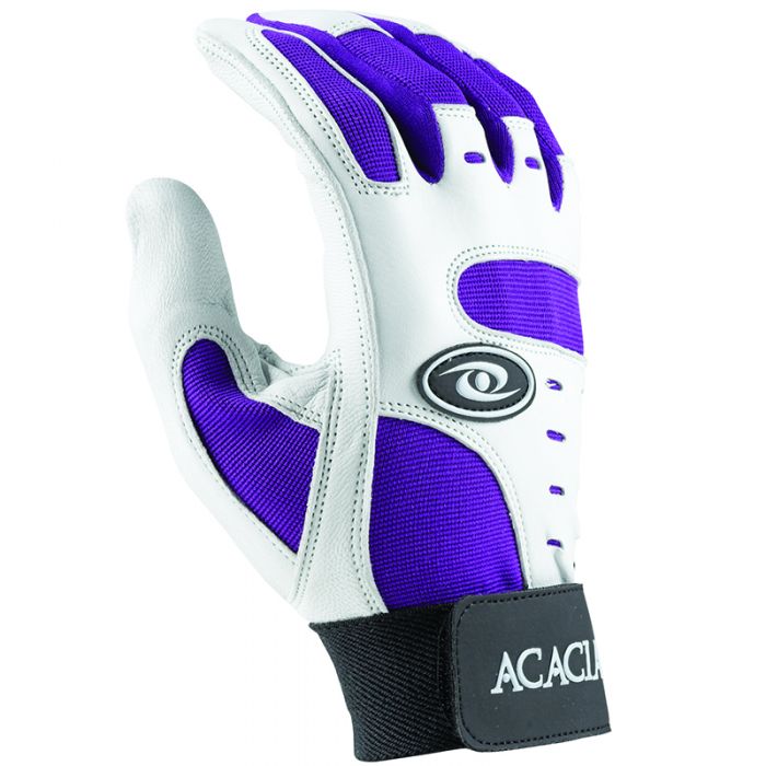Close-up of Acacia HR Curling (Purple) Gloves showing superior grip and craftsmanship