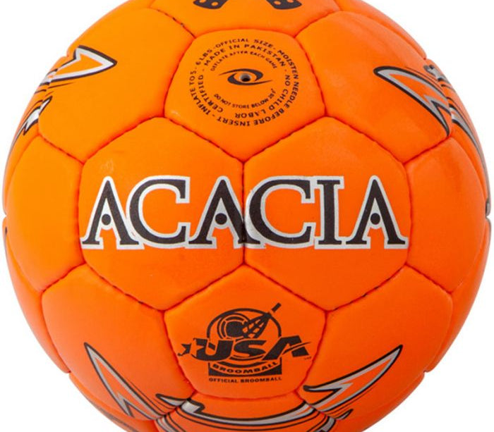Acacia King Hand Stitched Broomball Ball showing low bounce and responsive touch