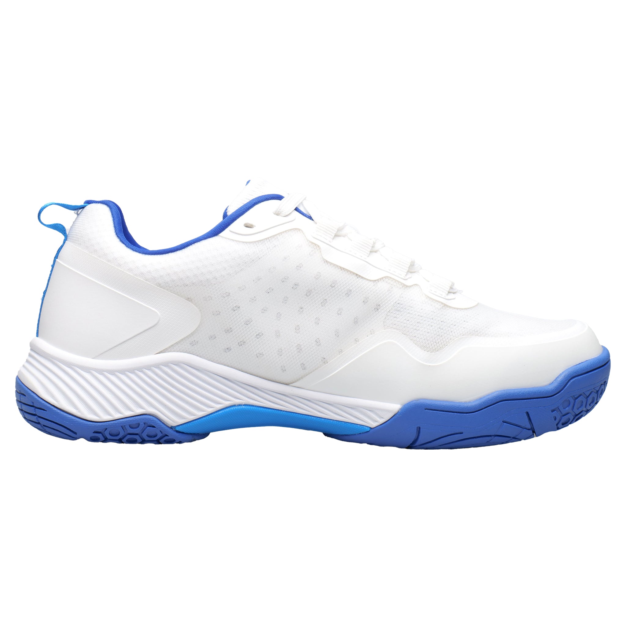 Shop Breeze White & Blue Reinforced Heel Support Shoes – AcaciaSports 