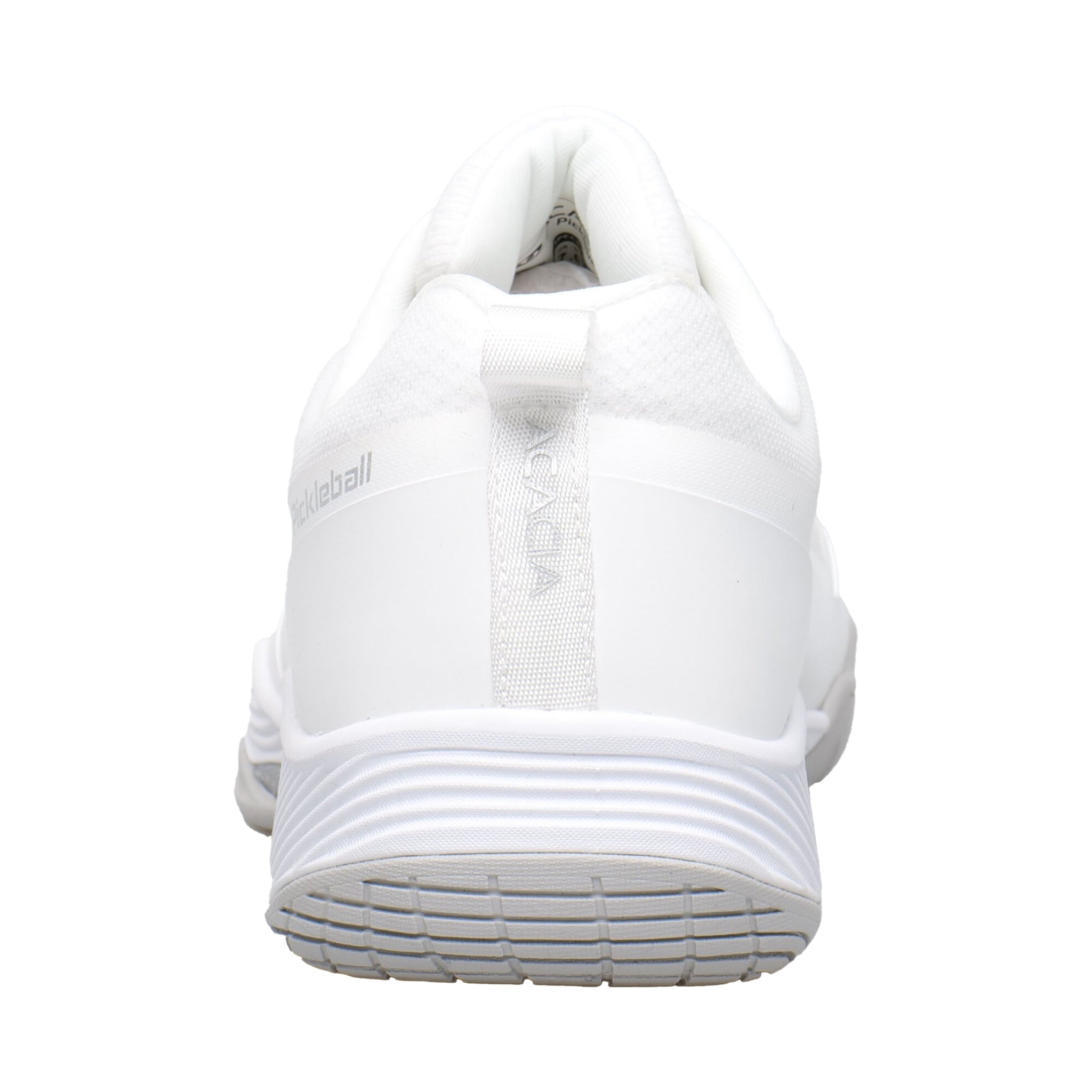 Back view of Acacia ClearShot Quicksilver Unisex Pickleball Shoe with padded heel and ankle support