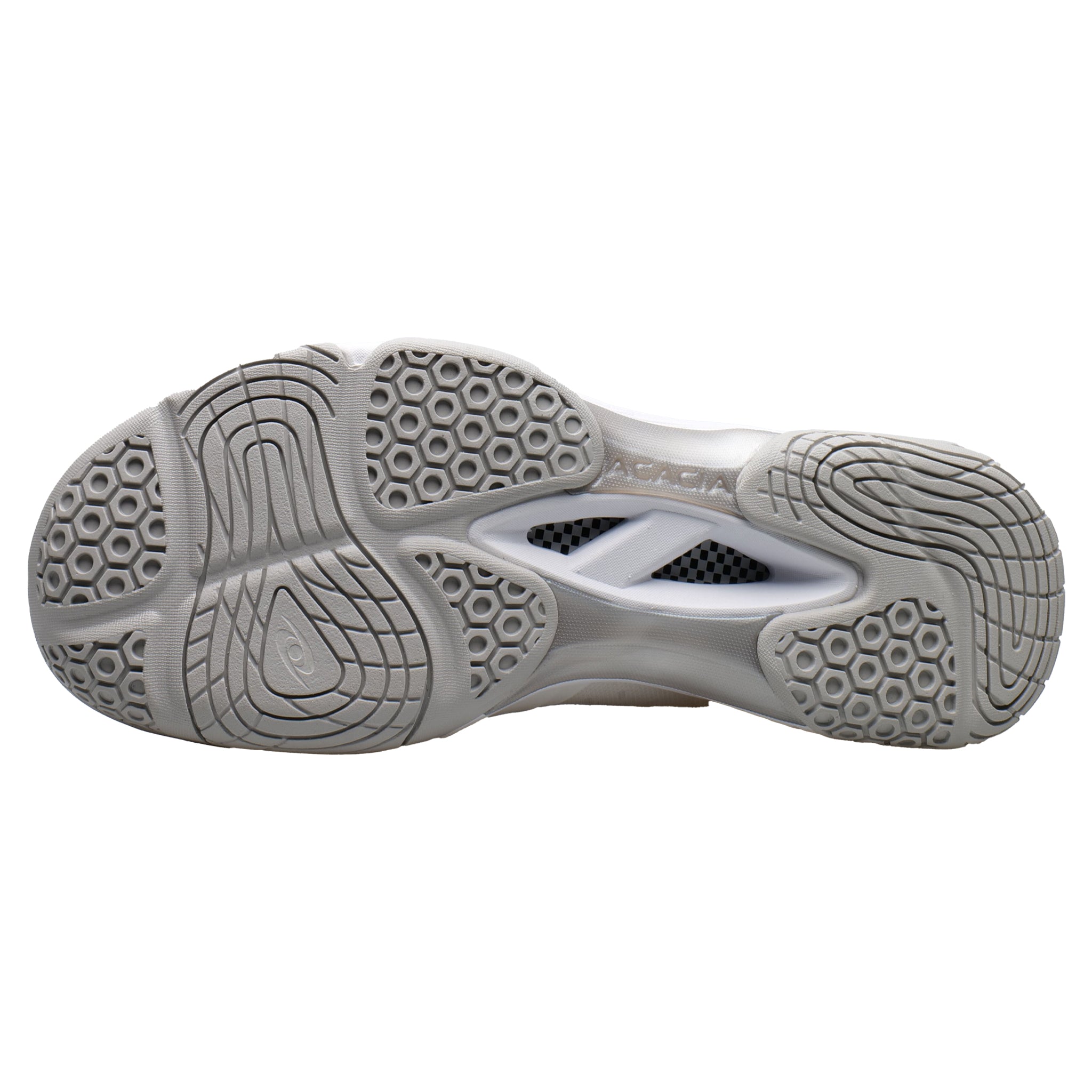 Bottom view of Acacia ClearShot Quicksilver Shoe featuring Cloud Gel outsole for strong grip