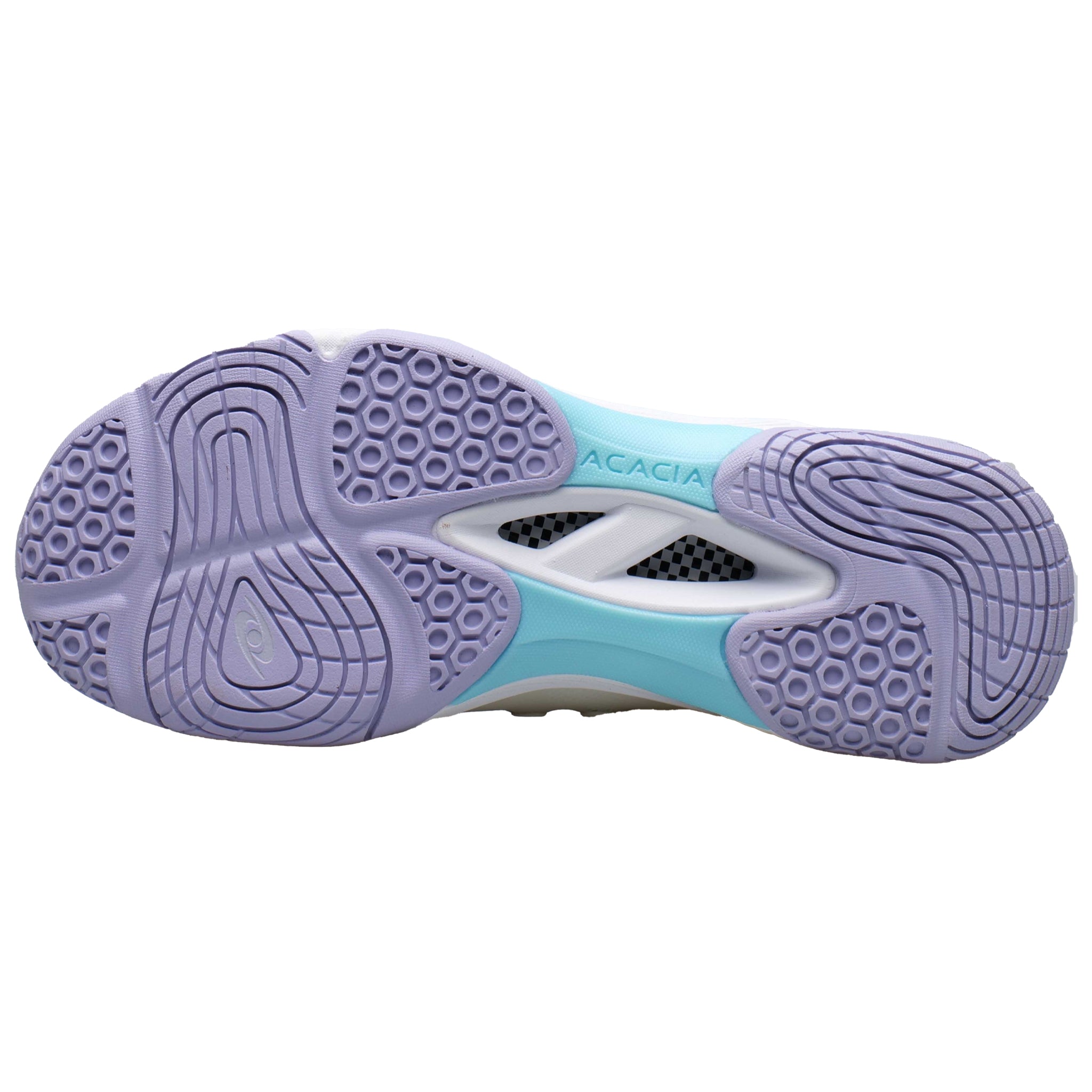 Bottom view of Acacia DreamShot Amethyst Women's Pickleball Shoe featuring grippy Cloud Gel outsole