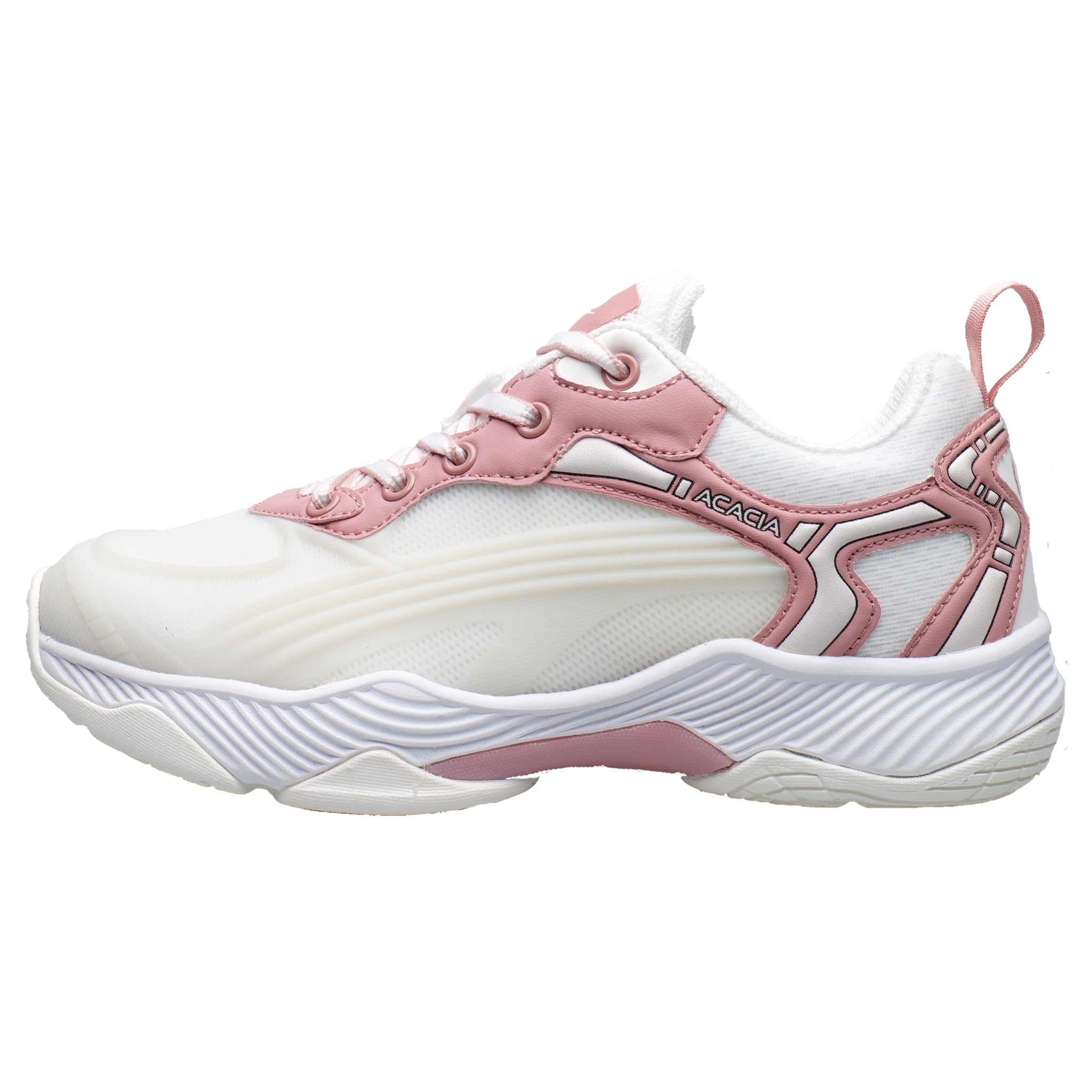 Side profile of Acacia DreamShot Rose Quartz Shoe highlighting lightweight design and Cloud Gel support