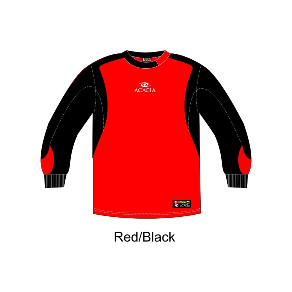 Acaciasports Elite Goalkeeper Red/ Black Jersey Red Black with padded elbows on goal