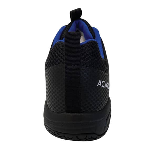 Back view of Acacia ProShot Black Unisex Pickleball Shoe with padded heel and ankle support