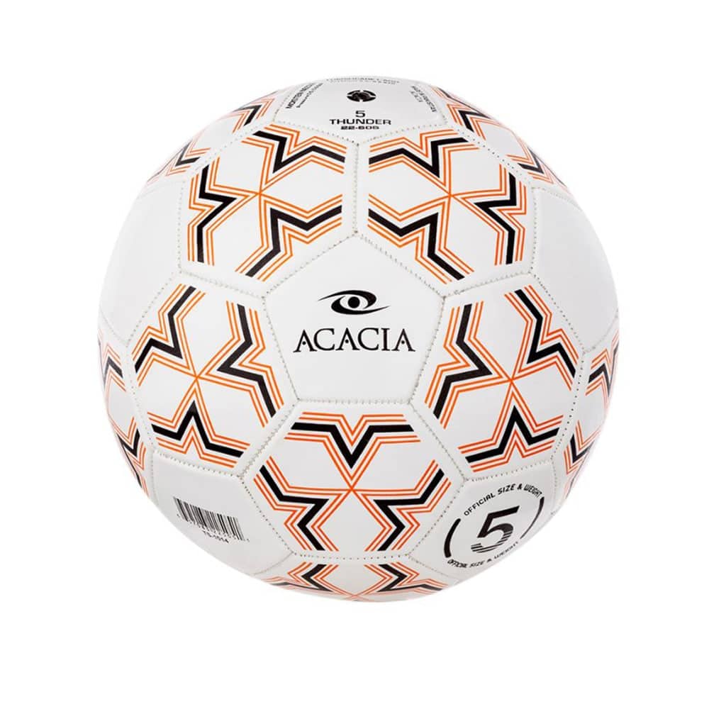 Acacia Thunder Soccer (Orange) Ball with 32-panel machine-stitched design